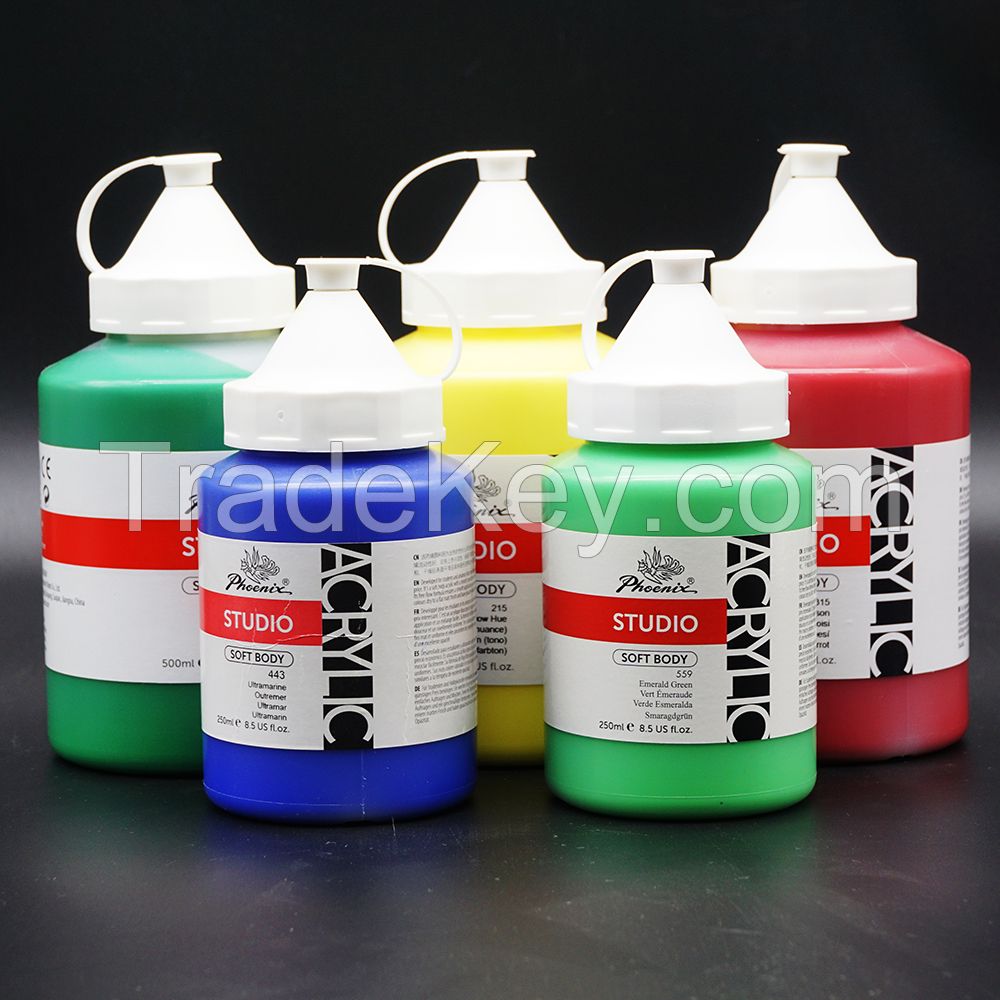 Phoenix Hot Sale Non-Toxic 19 Colors Plastic Bottle 500ml Colorful Acrylic Paint Bulk Artist Acrylic Paint