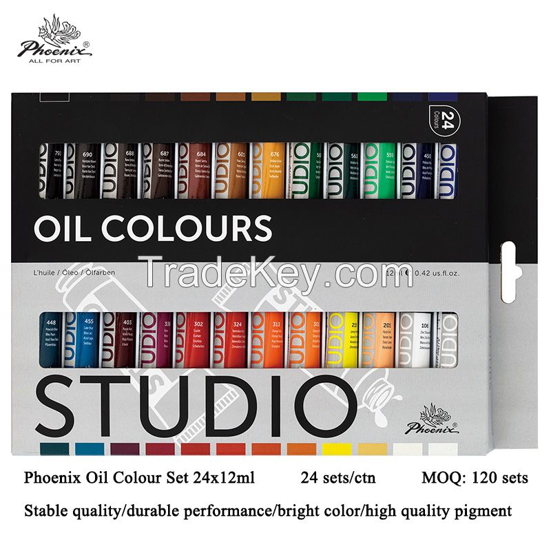 fine quality China Phoenix 12 colors 12ml Oil paint set oil colour for promotion