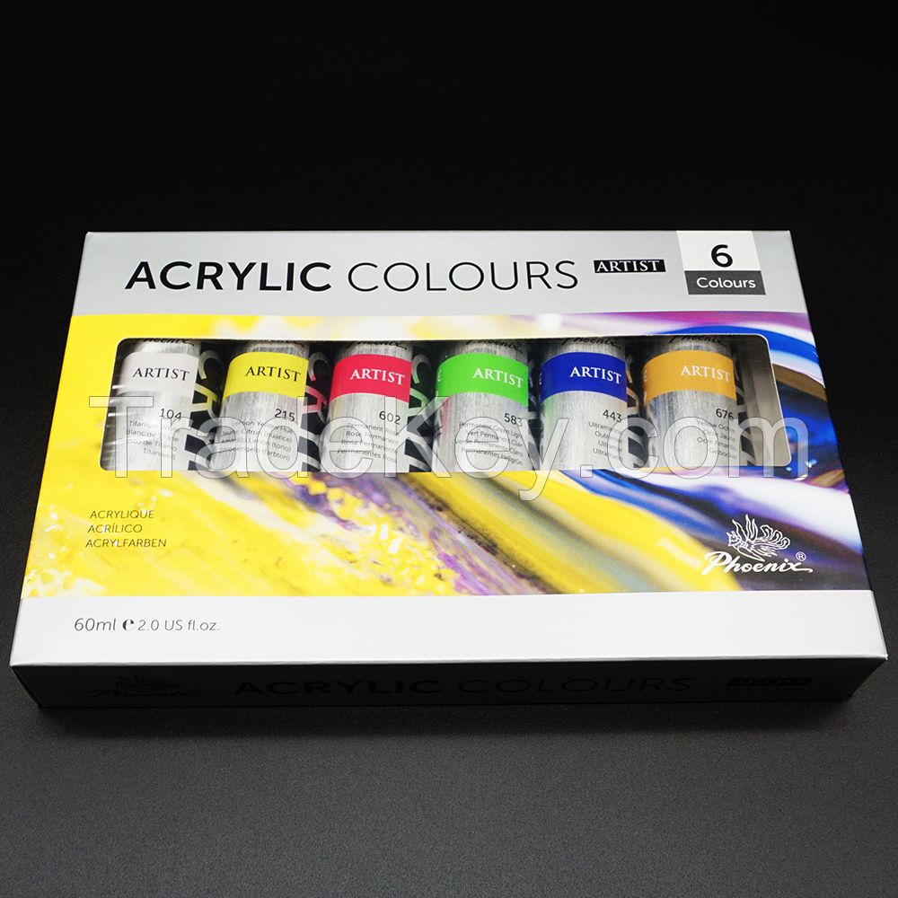 Phoenix Non-Toxic Artist Paint Set 50 Colors 6 Color 60ml Acrylic Paint