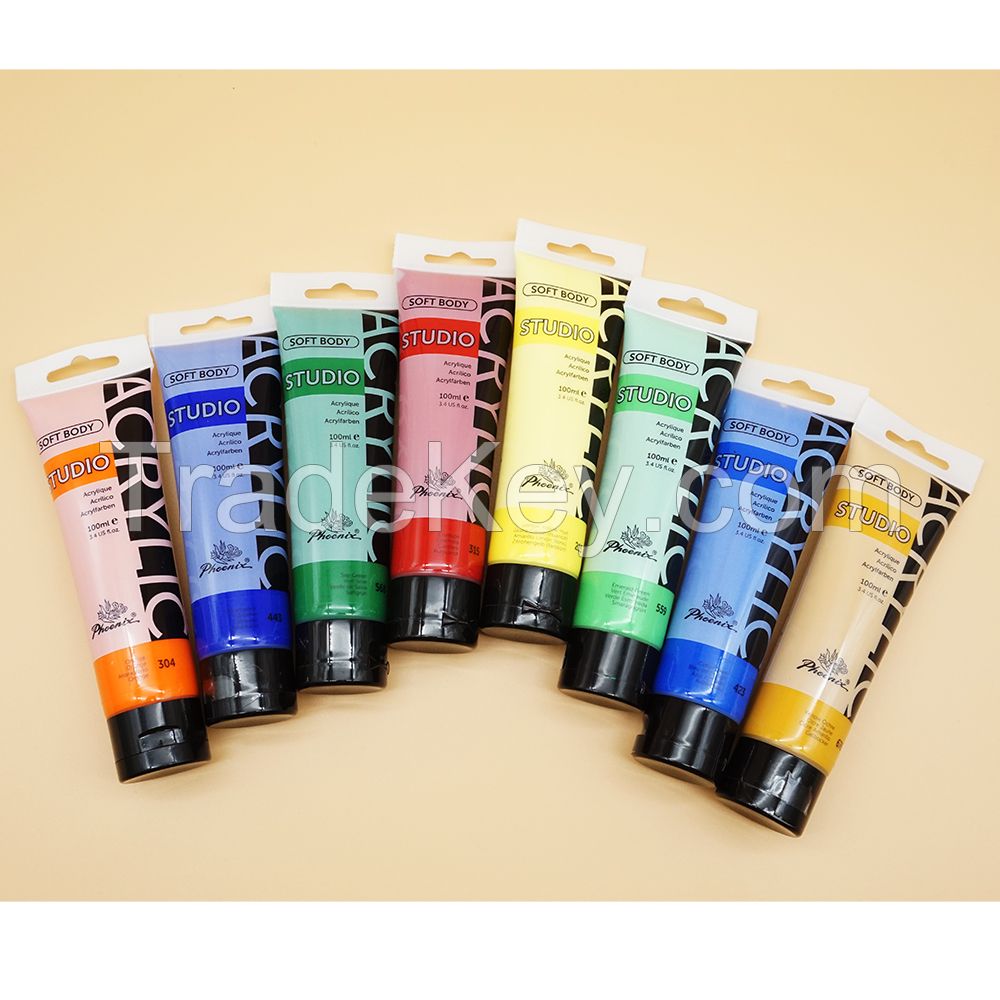 wholesale CE and AP Phoenix Multi color 100 ml acrylic paint tube package acrylic paint