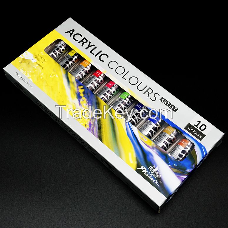 Acrylic Color Sets for Beginners and School Students in 10 Color X 22 Ml Tubes Acrylic Paint Set