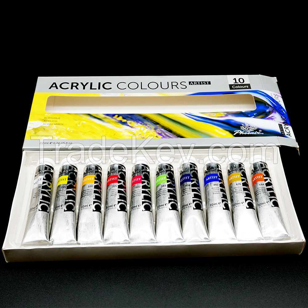 Wholesale High Quality Phoenix Popular Artist Acrylic Colour Set 10 Colors 22ml Paint Set