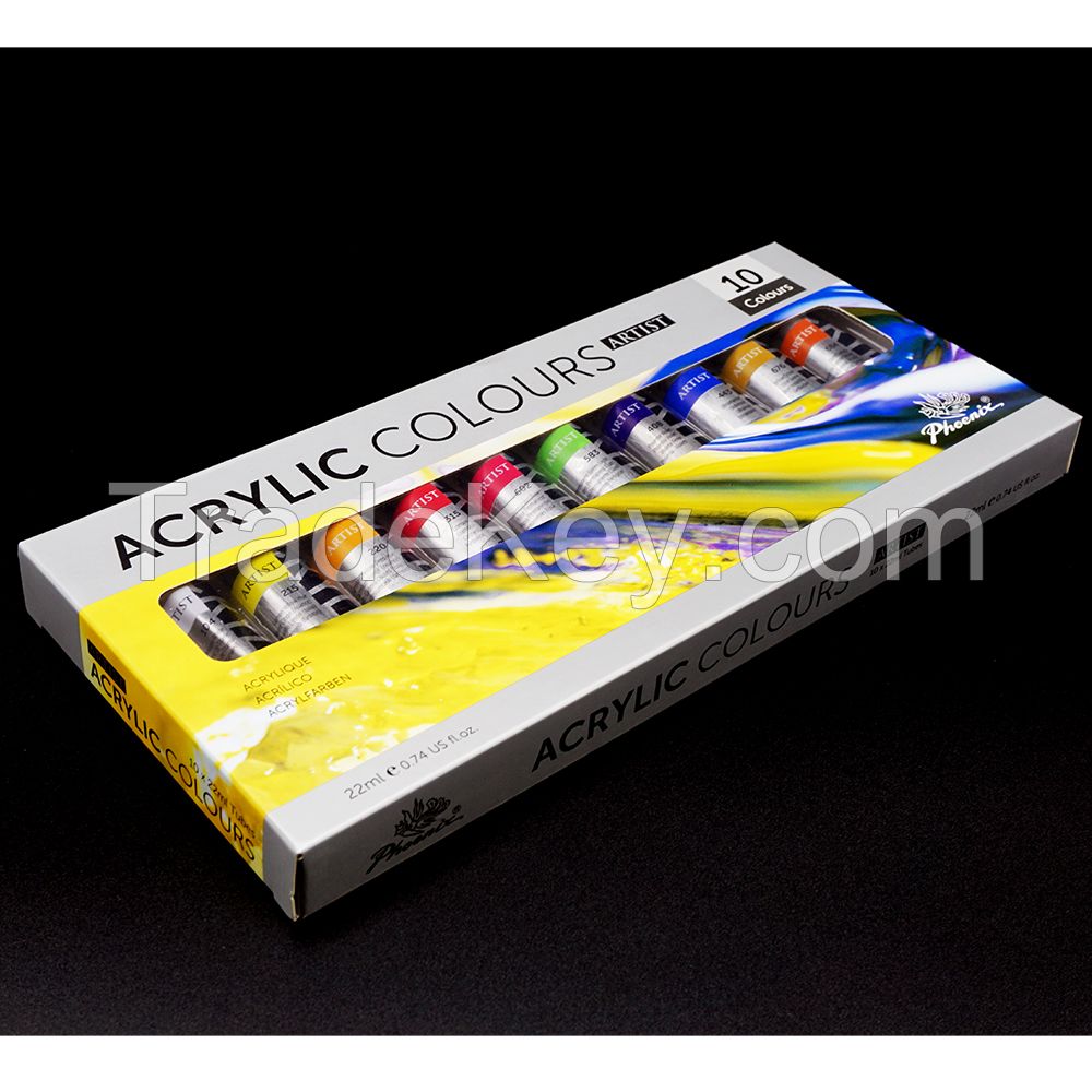 China Phoenix Hot Sale Non-Toxic 50 Colors Aluminum Tube 22ml Colorful Acrylic Paint Bulk Artist Acrylic Paint