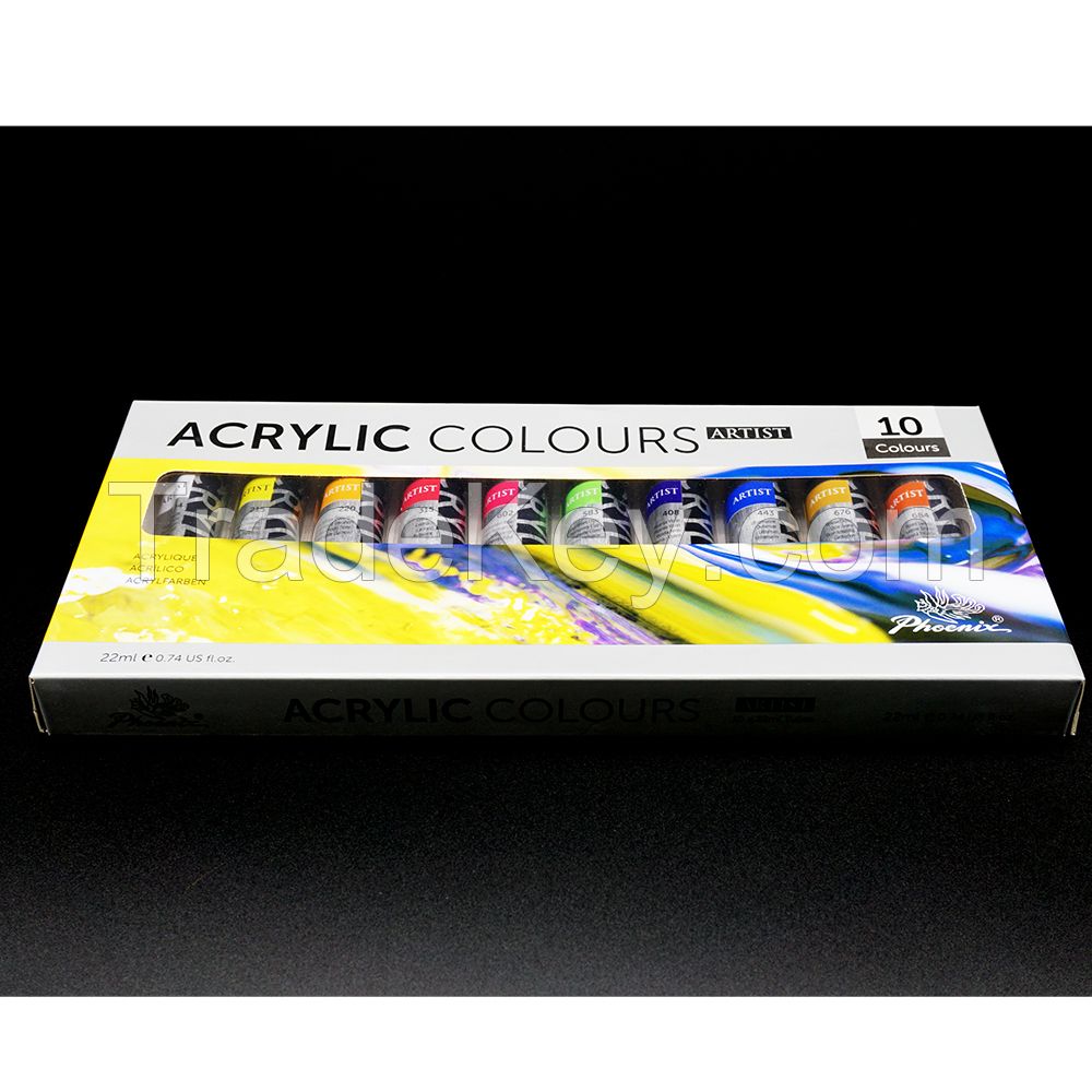 Rich Pigments for Painting Canvas Fabric Art Supplies Artist Quality Acrylic Paint Set 12 Colors 22 Ml Artist Acrylic Paint