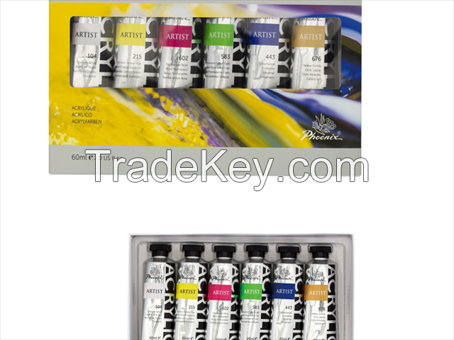 Professional Acrylic Paints 6 x 60ml Artist level Wholesale For Canvas in 50 colors with CE certification