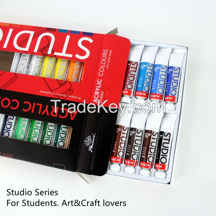 Cheap Acrylic Paints 12 x 12ml in 61 colors art sets Wholesale For Canvas with AP EN71 CE certification