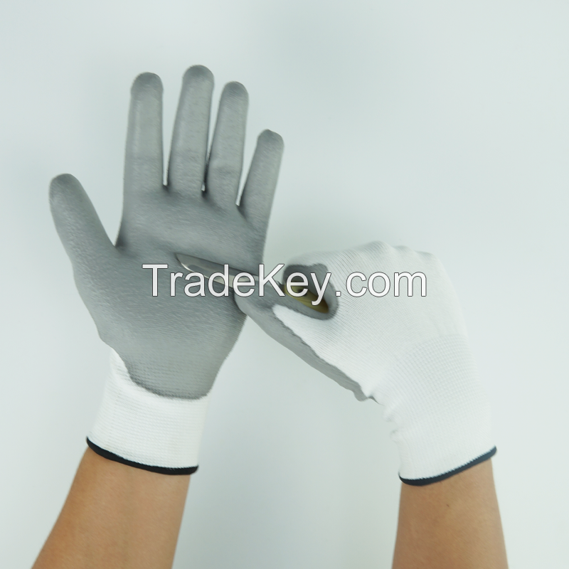 EN388 Nylon Polyester PU Coated Safety Gloves for Working Safety