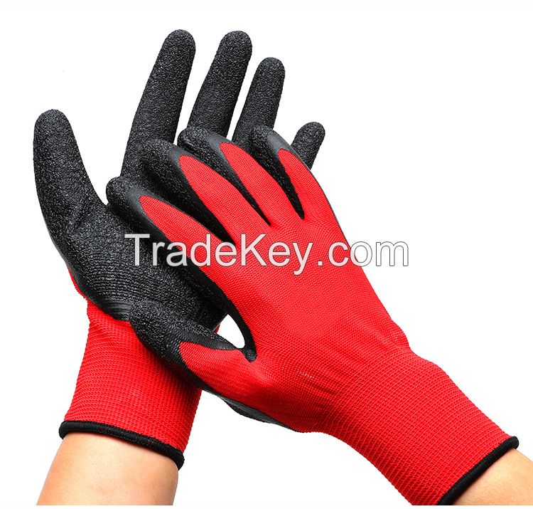 Latex Coated Industrial Safety Rubber Hand Protective Working Gloves