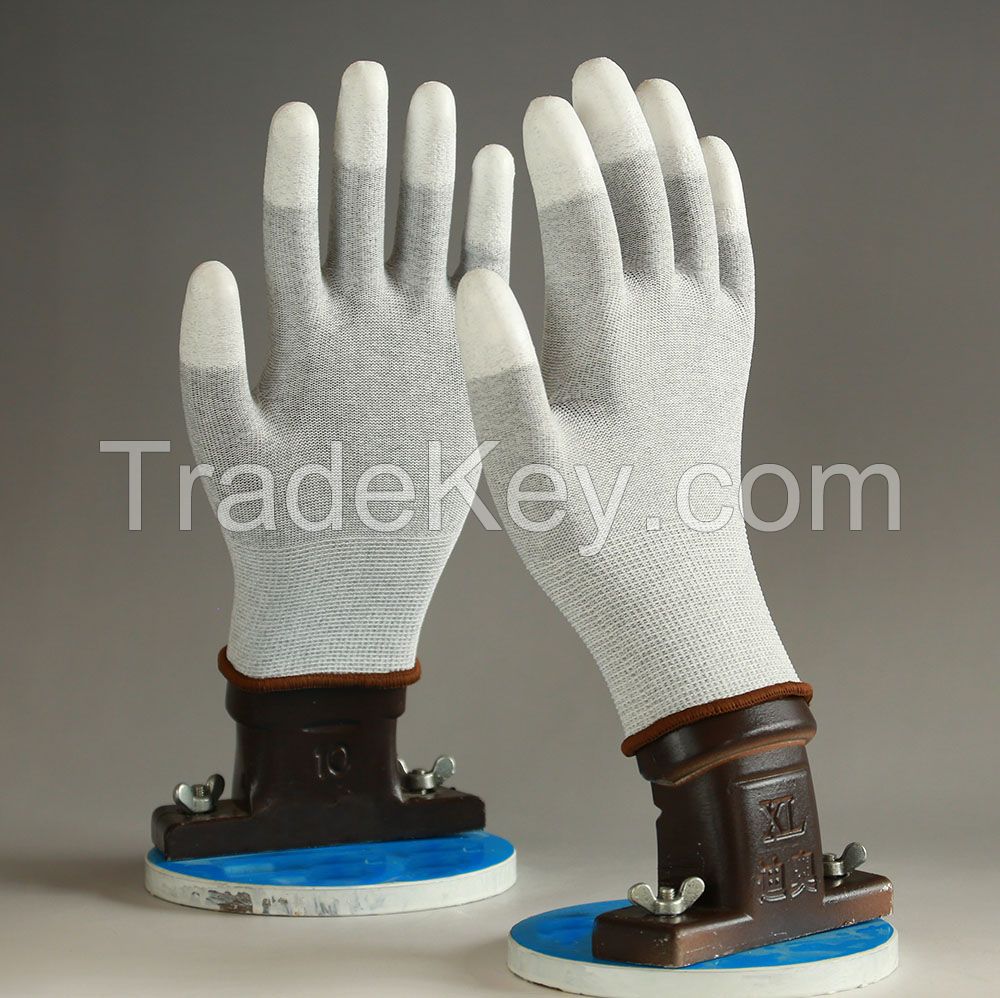 ESD 13 Guage Finger PU Coated Top Fit Gloves for Cleaning Room