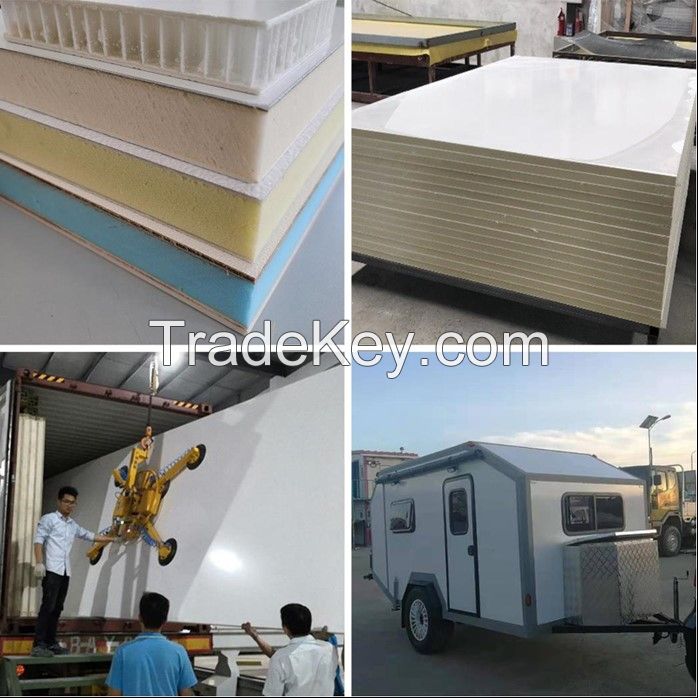 Gel Coated GRP FRP Plywood/XPS/Polyurethane PU Foam/PP Honeycomb FRP Sandwich Panel For Truck Body and Wall Panels 