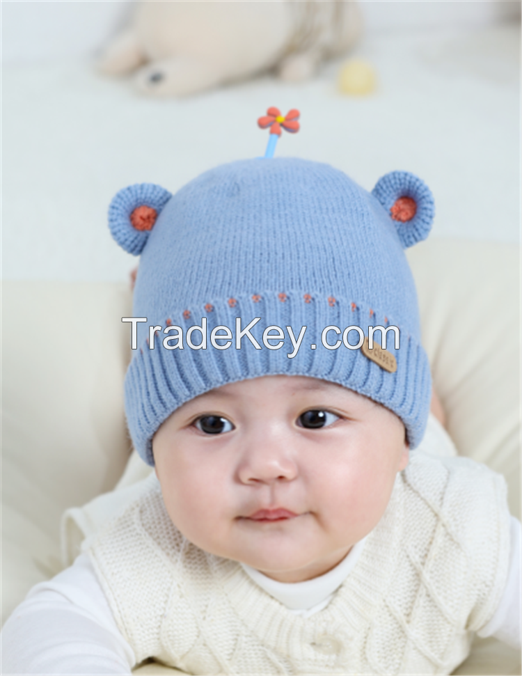 2021 New arrival double layers cute design baby soft winter hats