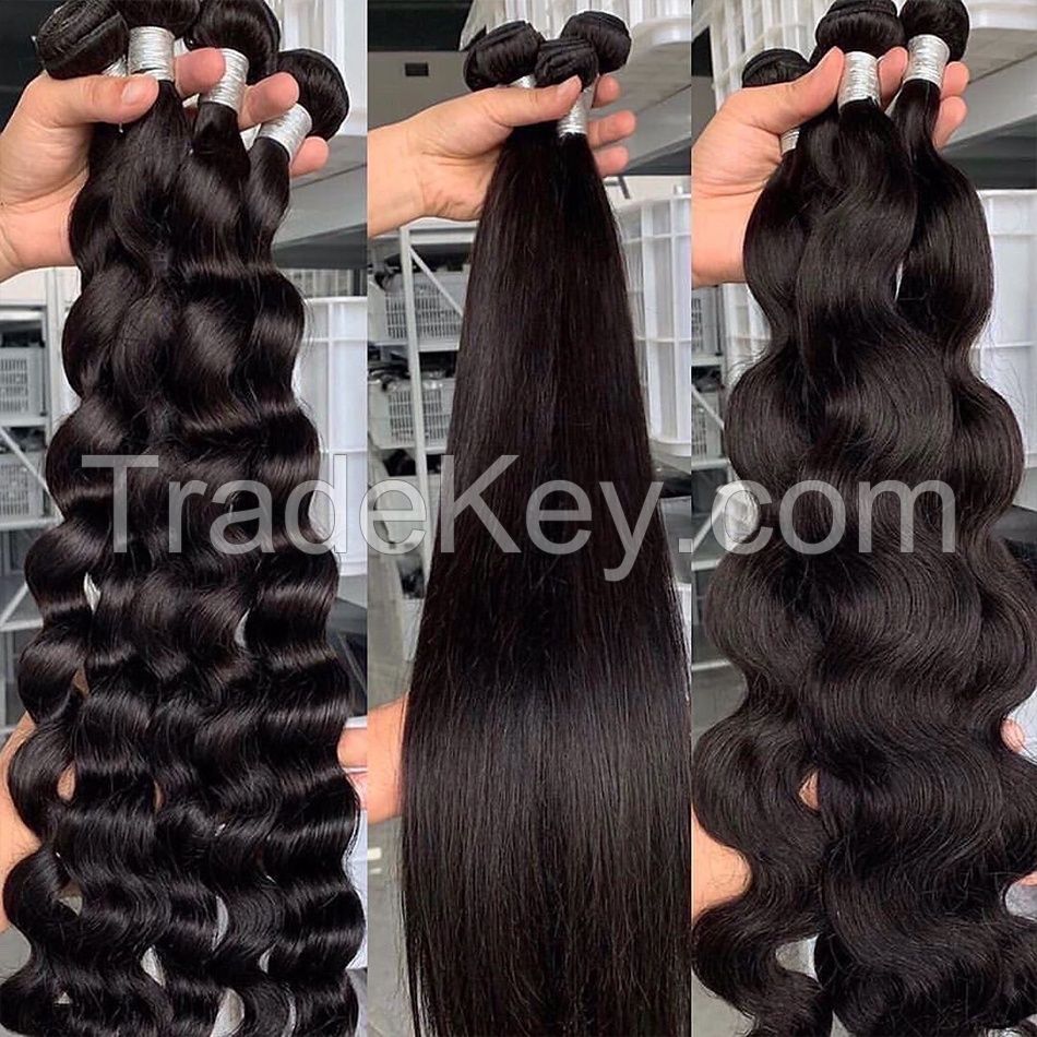Wholesale Cuticle Aligned Straight Virgin Hair Bundles Vendor Body Wave Human Hair Extension With Lace Frontal Closure