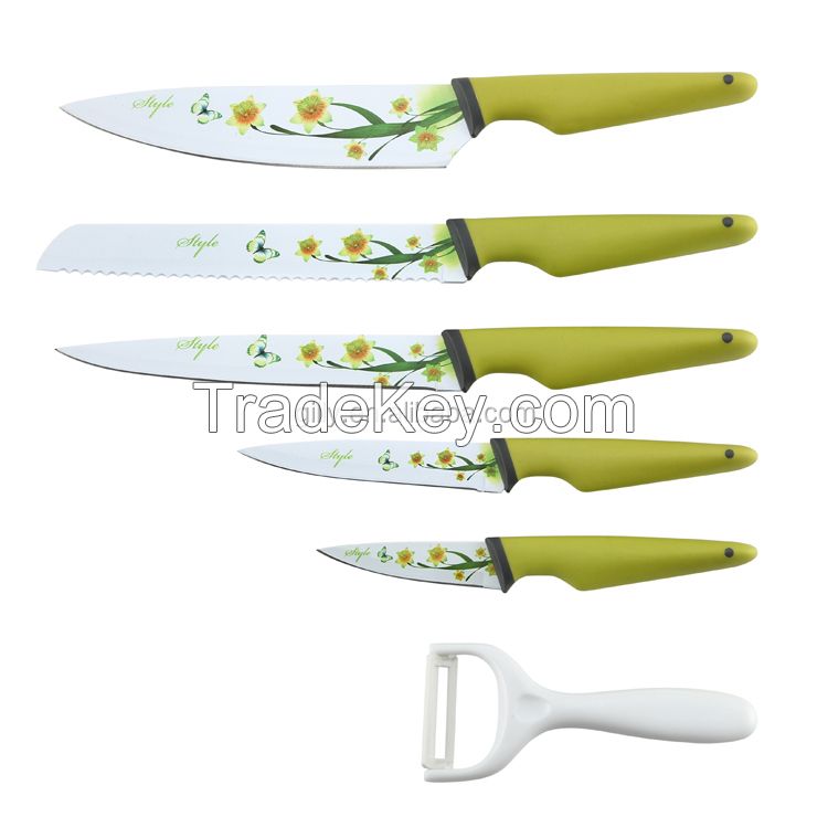 2021 New Cutlery Gift Nonstick Knife Set with Ceramic Peeler Kitchen Chef Bread Slice Utility Paring Knives
