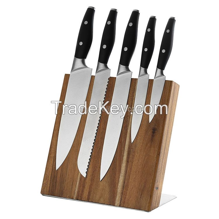 Germany Steel Professional Kitchen Knife Set with Magnet Wooden Block