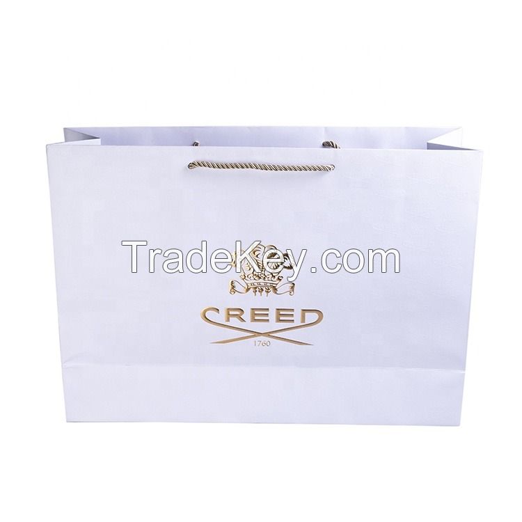 New Custom Size Logo Design Clothing Packing Garment Paper Bag White P