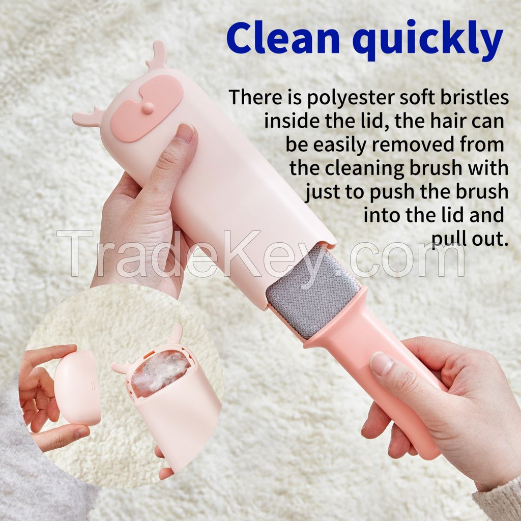 Warm Wood Pet Hair Remover Lint Brush for Couch Furniture Clothing Car Seat Carpet Pet Bed Or Fabric, Double-Sided Brush with Self-Cleaning