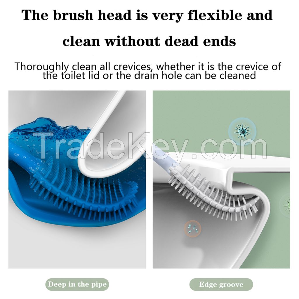 The Toilet Brush and Holder Set for The Bathroom, The Flexible Toilet Brush Head is Convenient for Cleaning, The Wall is Placed on The Wall to Save Space, and The Ventilation Slot Base