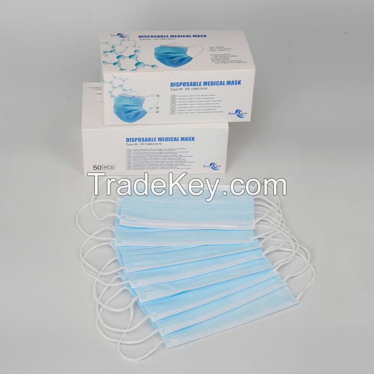 2021 Disposable face mask earloop type blue color