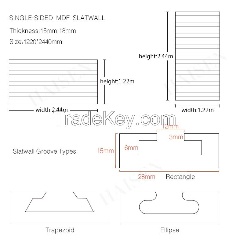 Slatwall slotted wood wall panels slotted board display 15mm 18mm