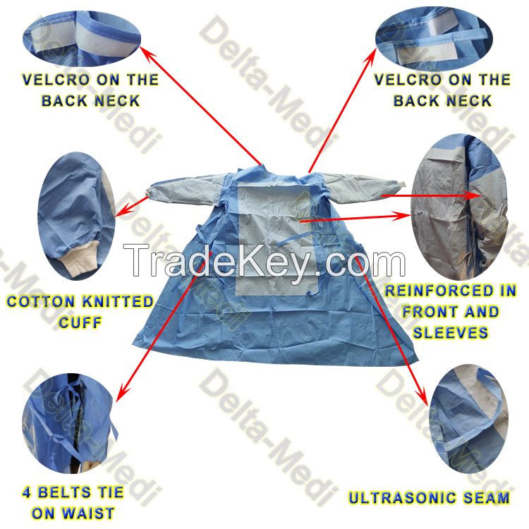 Reinforced Disposable Surgical Gown For Hospitals