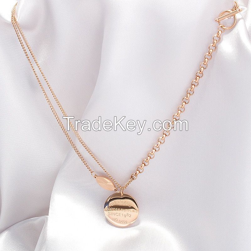 Titanium steel non fading Necklace European and American style versatile 18K Gold hip hop sweater chain 2020 new accessories pop Necklace