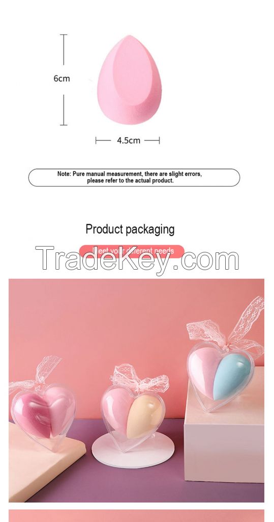 Personalized Love Heart Shape Beauty Egg Puff Wet And Dry Face Wash Makeup Hydrophilic Non-latex Sponge Puff Holiday Gift