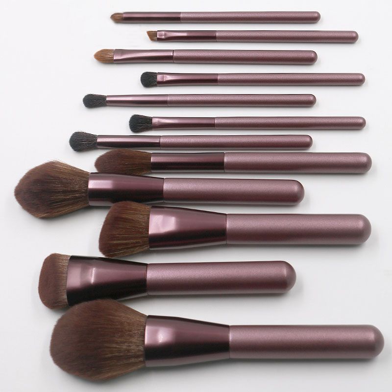 New Arrivals nylon oval makeup brush set 12 pcs private abel small grape makeup brushes set with case