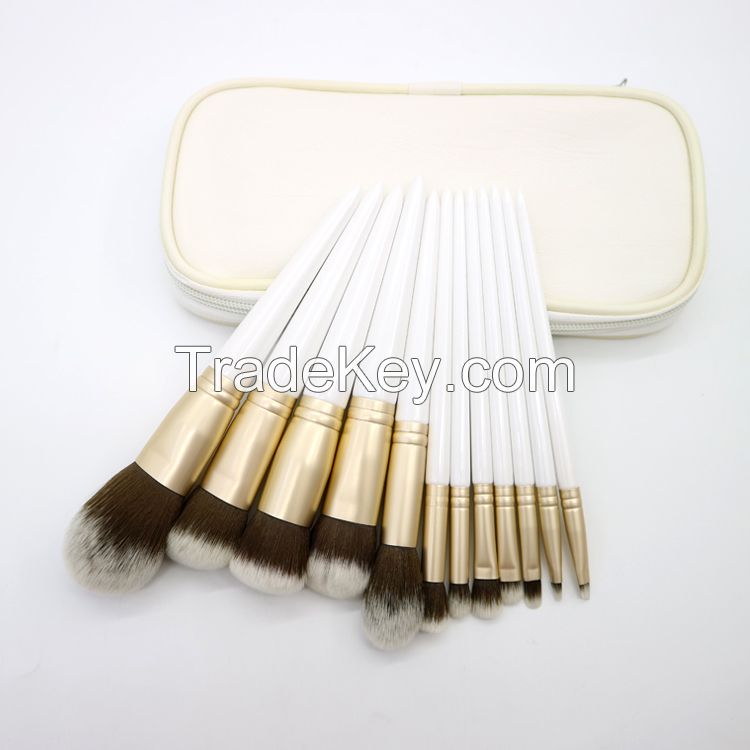 Peal White Series high quality makeup brushes 12 set of brushes