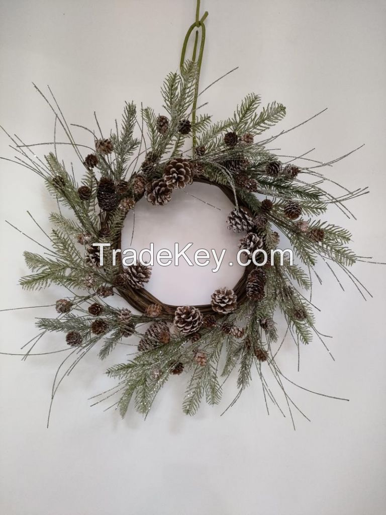Factory Supply Pine Needles Christmas Hanging Wreath For Home Decorations