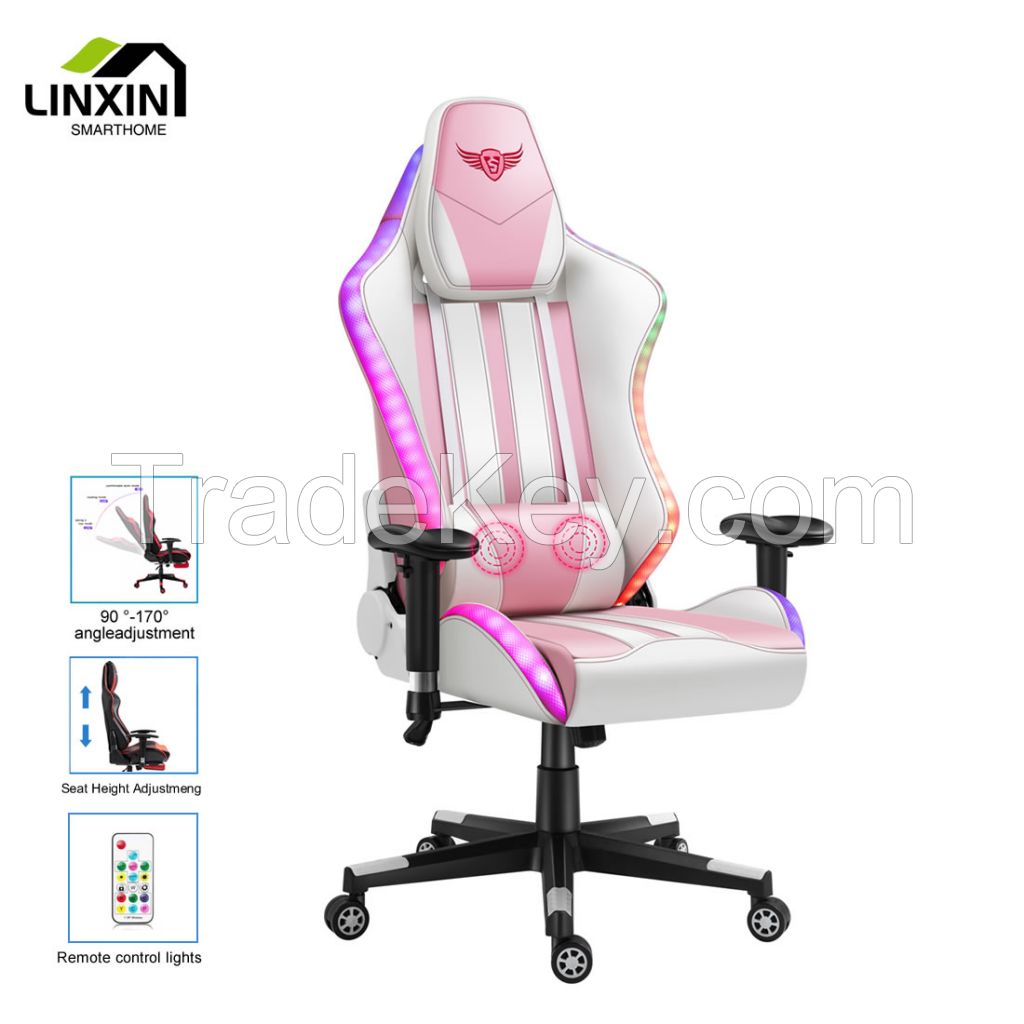 Wholesale Modern Luxury Ergonomic Computer Chaise Cadeira Gamer Armchair White and Black Gaming Chair Throne with Footrest