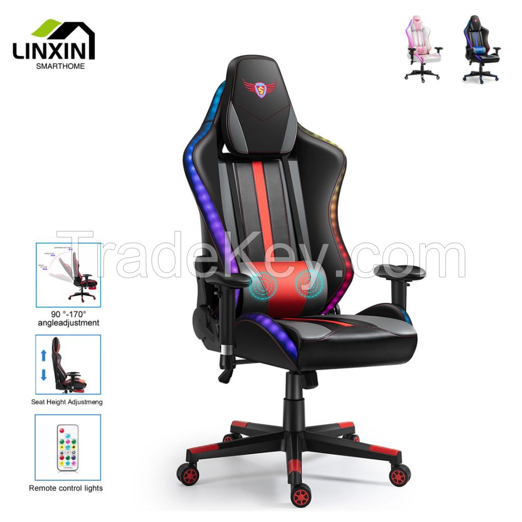 Wholesale Modern Luxury Ergonomic Computer Chaise Cadeira Gamer Armchair White and Black Gaming Chair Throne with Footrest