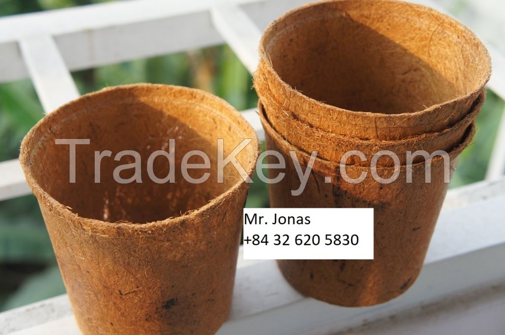Eco-Friendly Coconut Fiber Pots Coir Pot From Coconut Fiber Best Quality For Export From Vietnam