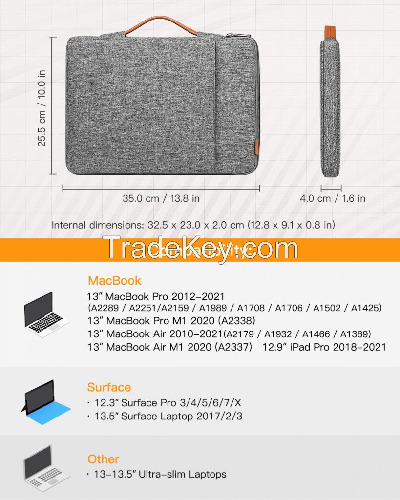 Inateck 360Â° Protection Laptop Case Sleeve 13.3 Inch Laptop Carring Bag LB02006_gray