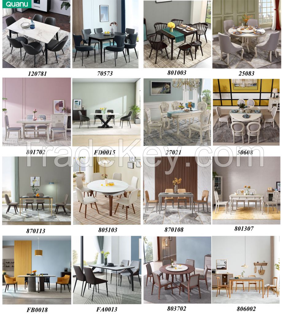 Quanu 126702 Luxury modern dining room furniture sintered stone home furniture dining room table sets 6 chairs