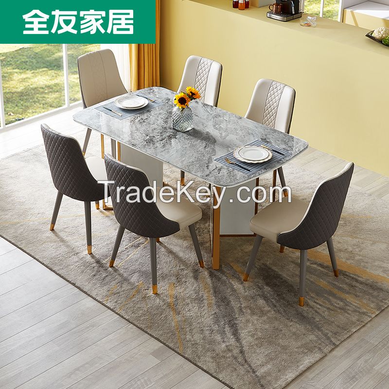 Quanu 670152 Quanu dining room furniture sets luxury italian tempered glass dining table set