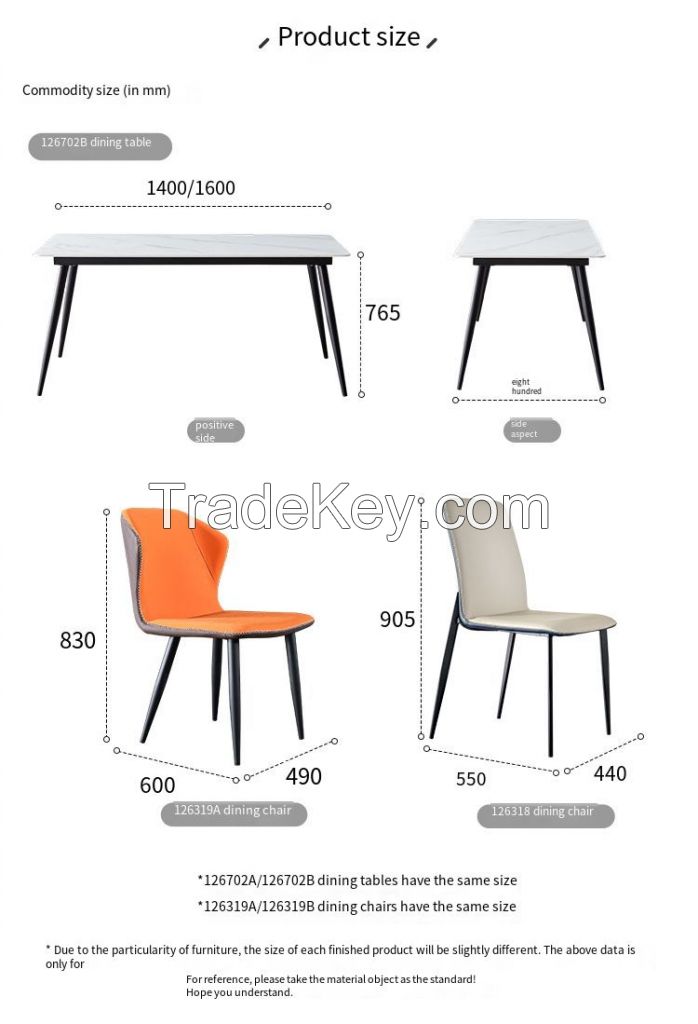 Quanu 126702 Luxury modern dining room furniture sintered stone home furniture dining room table sets 6 chairs