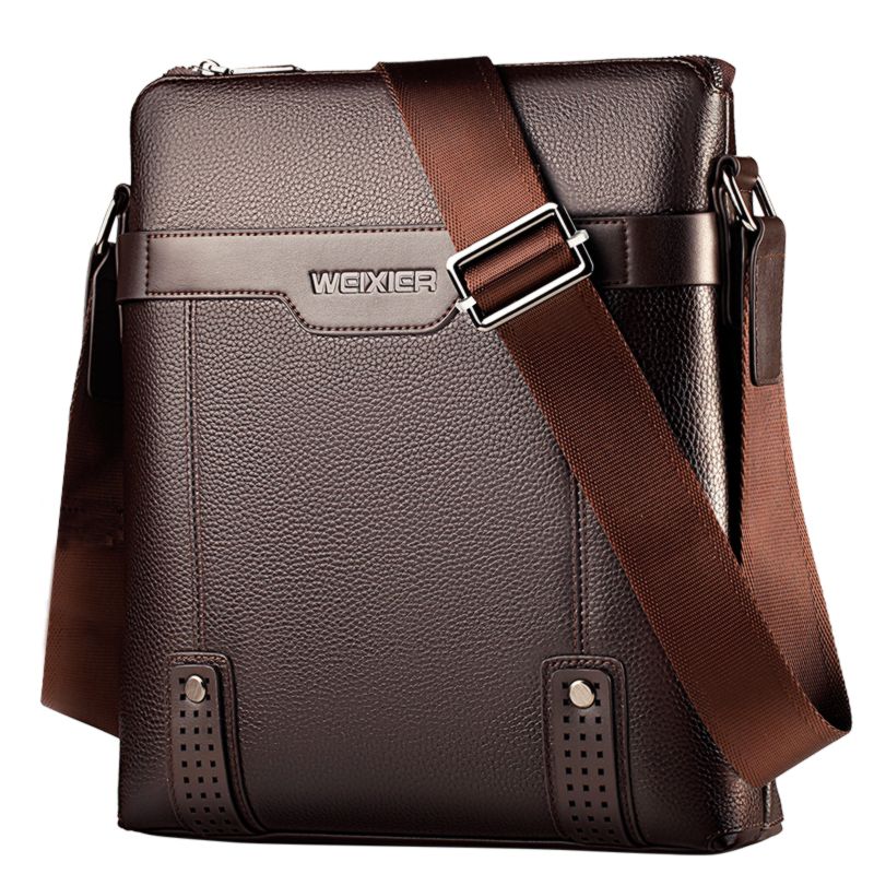 Men PU Leather Casual Business Messenger Shoulder Bag