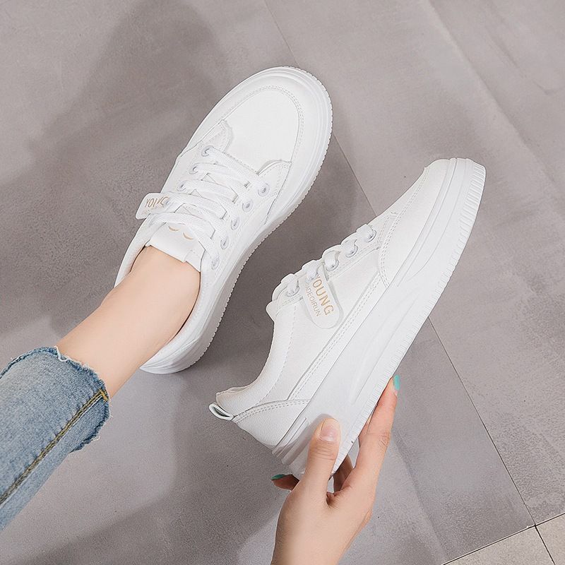 Lady White Trainers Pu Leather 