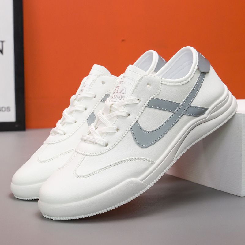 PU Leather Sports Shoes White