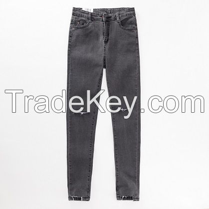 new style blue black gray denim ladies pencil pants women pencil jeans