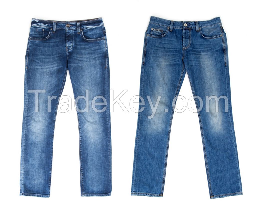 Men straight large size jeans loose fit stretch pants business all-match casual bottoms high-quality