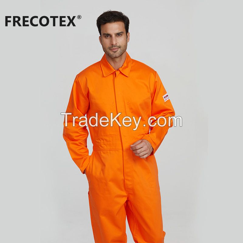 Customized frc anti flame safety orange fire retardant industrial fr mechanics safety welding coveralls