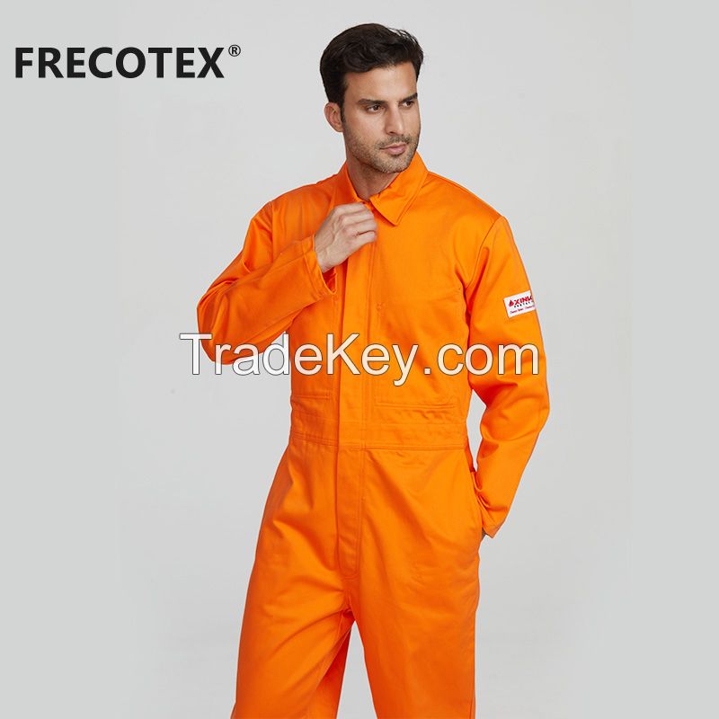 Customized frc anti flame safety orange fire retardant industrial fr mechanics safety welding coveralls