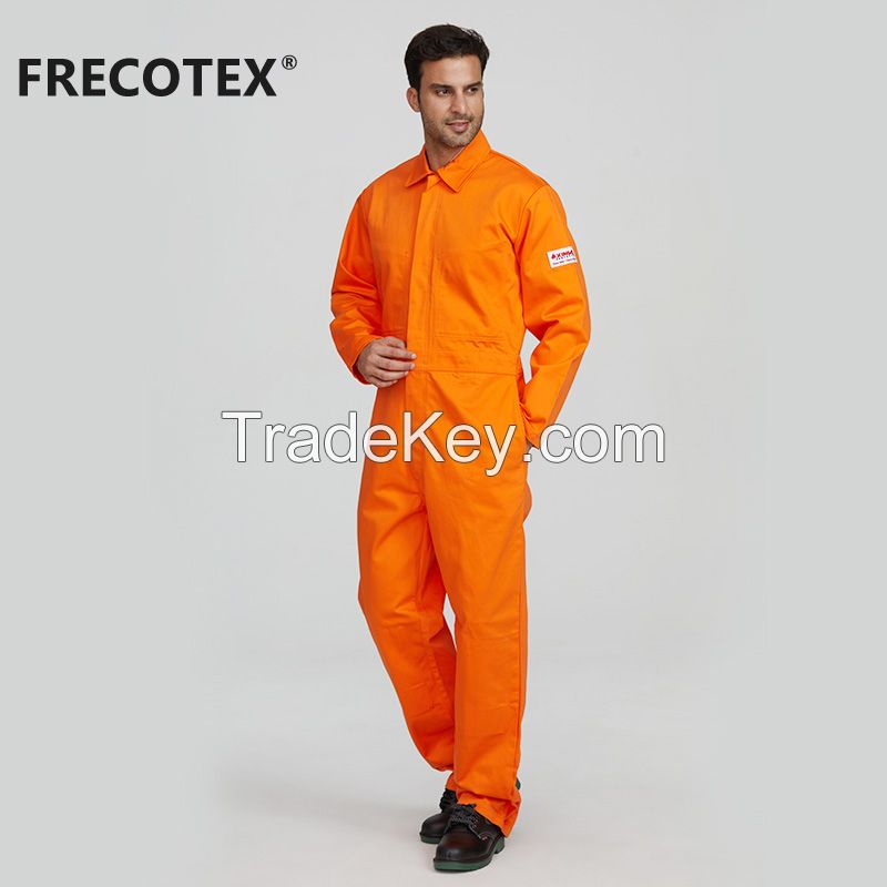 Customized frc anti flame safety orange fire retardant industrial fr mechanics safety welding coveralls