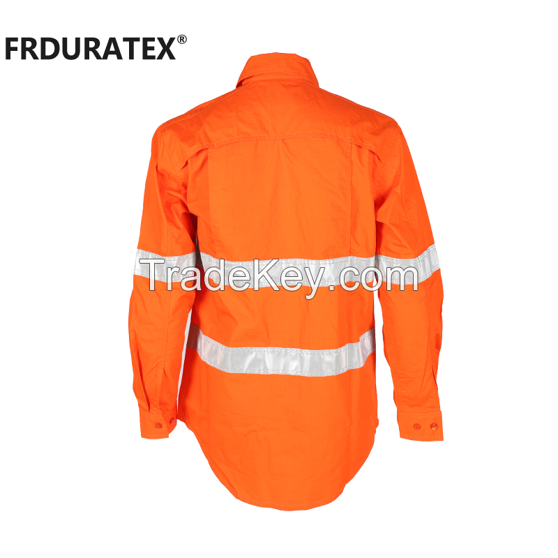 Men 100% Cotton Hi Visible fr Fireproof Reflective Uniform Welding Hi Vis Shirt