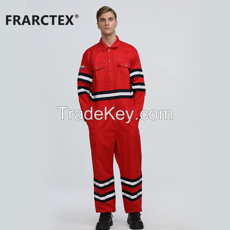 wholesale mens 100 cotton fireproof workwear  reflective flame retardant mining uniform coverall for work