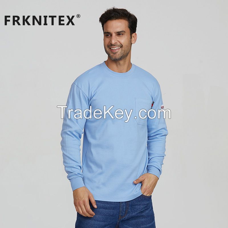 Wholesale 100% cotton shirt NFPA2112 UL fire retardant long sleeve knit mechanic work shirt