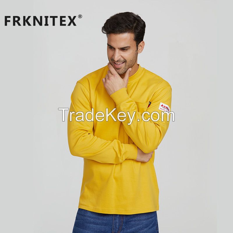 Wholesale Flame Resistant t shirt Cotton Long Sleeve Henley Shirt