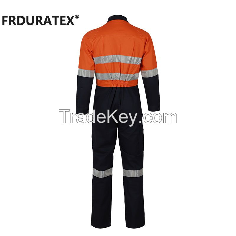 Wholesale orange cotton fire retardant workwear work industry construction worker coverall uniform