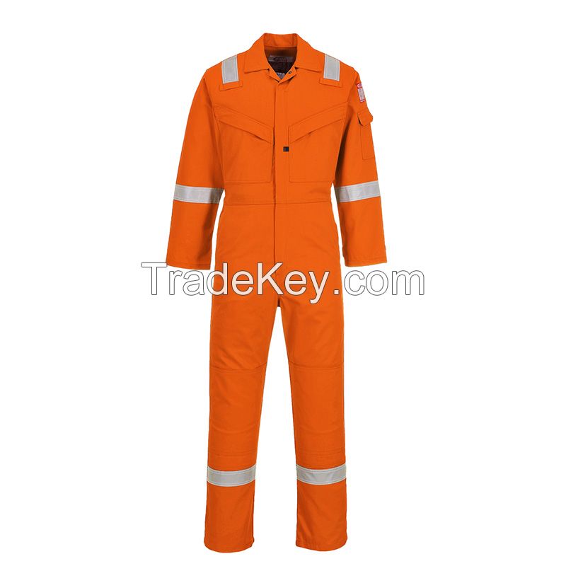 mens navy workwear 2 chest pocket fire retardent mechanics material frc oil field coverall with reflective